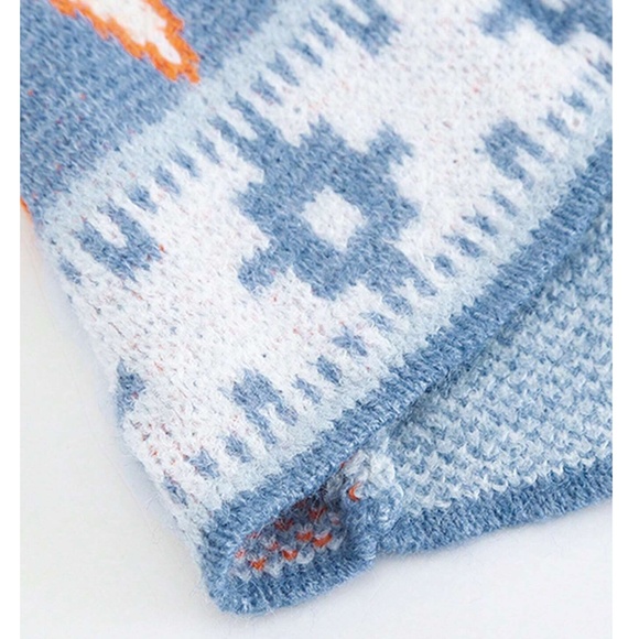 Blue Cardigan Aztec Western Bohemian Print Knit Long Sleeve - Picture 12 of 16